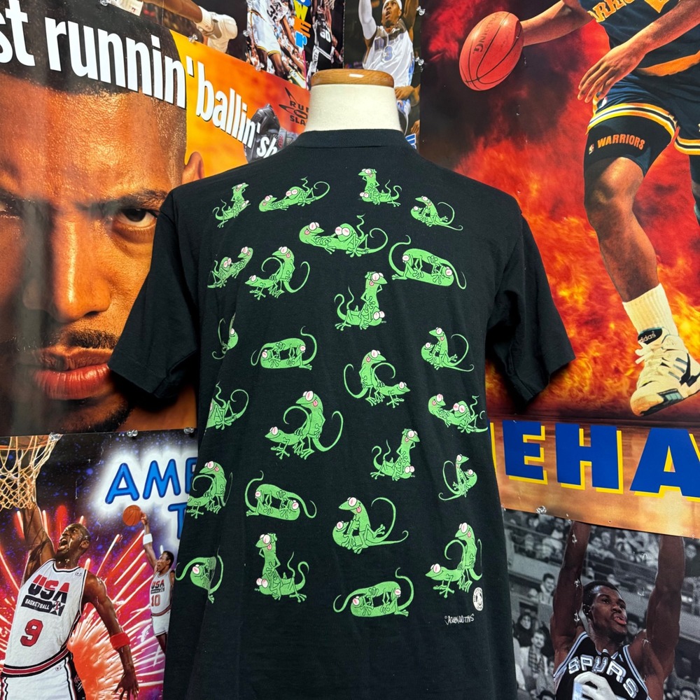 Vintage 90s Jackson Did This Mating Geckos Funny AOP FOTL T-Shirt Sz Large